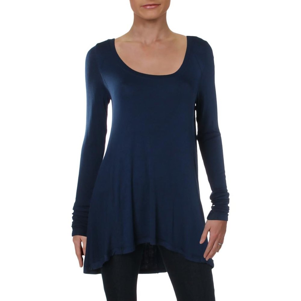 Free People Navy High-Low Ribbed Long Sleeve GUC